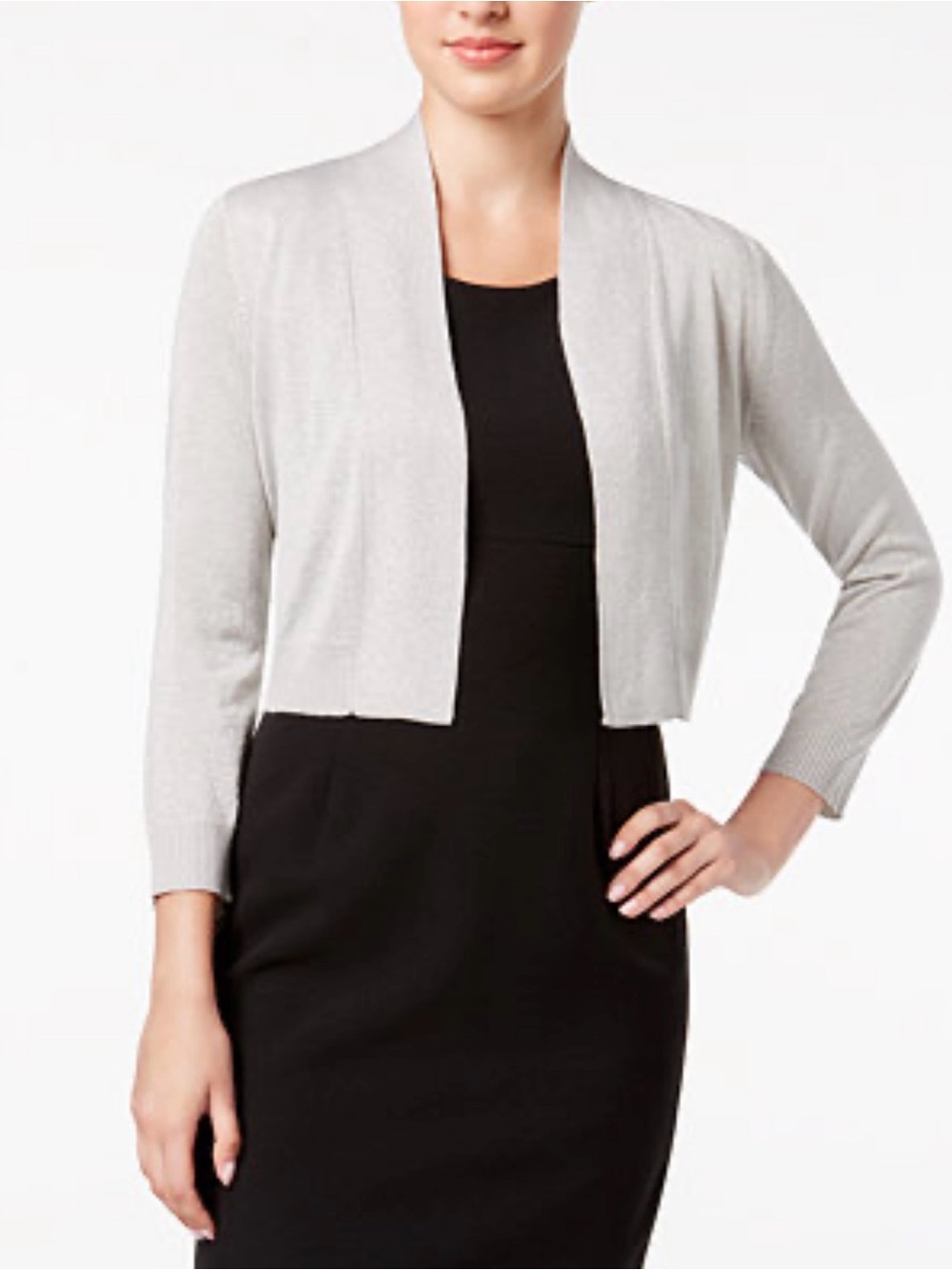 Calvin Klein Light Gray Cropped Open-Front Cardigan